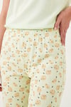 Pamuklu Regular Fit Desenli Bisiklet Yaka Kadın Pijama Takımı 65790784 YEŞİL