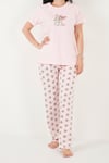 Pamuklu Regular Fit Desenli Bisiklet Yaka Kadın Pijama Takımı 65790784 PEMBE