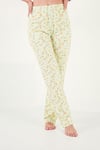 Pamuklu Regular Fit Desenli Bisiklet Yaka Kadın Pijama Takımı 65790784 YEŞİL