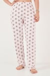Pamuklu Regular Fit Desenli Bisiklet Yaka Kadın Pijama Takımı 65790784 PEMBE