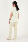 Pamuklu Regular Fit Desenli Bisiklet Yaka Kadın Pijama Takımı 65790784 YEŞİL