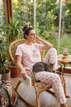 Pamuklu Regular Fit Desenli Bisiklet Yaka Kadın Pijama Takımı 65790784 PEMBE