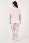 Pamuklu Regular Fit Desenli Bisiklet Yaka Kadın Pijama Takımı 65790784 PEMBE