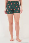 Pamuklu Regular Fit Desenli Şortlu Kadın Pijama Takımı 65790782 BEYAZ-YEŞİL