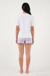 Pamuklu Regular Fit Desenli Şortlu Kadın Pijama Takımı 65790782 Beyaz-Lila
