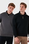 Pamuklu Regular Fit Dik Yaka 2'li Paket Erkek Sweat 59052592S2 ANTRASİT-SİYAH