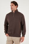 Pamuklu Regular Fit Dik Yaka 2'li Paket Erkek Sweat 59052592S2 Koyu Kahve-Koyu Kahve