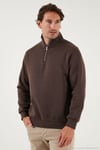 Pamuklu Regular Fit Dik Yaka 2'li Paket Erkek Sweat 59052592S2 Koyu Kahve-Koyu Kahve