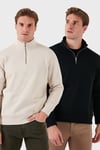 Pamuklu Regular Fit Dik Yaka 2'li Paket Erkek Sweat 59052592S2 KUM-SİYAH