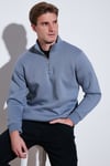 Pamuklu Regular Fit Dik Yaka 2'li Paket Erkek Sweat 59052592S2 Açık Haki-Koyu Gri