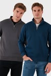 Pamuklu Regular Fit Dik Yaka 2'li Paket Erkek Sweat 59052592S2 ANTRASİT-İNDİGO