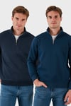 Pamuklu Regular Fit Dik Yaka 2'li Paket Erkek Sweat 59052592S2 Koyu Lacivert-İndigo
