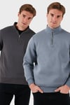 Pamuklu Regular Fit Dik Yaka 2'li Paket Erkek Sweat 59052592S2 ANTRASİT-KOYU GRİ