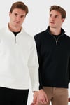 Pamuklu Regular Fit Dik Yaka 2'li Paket Erkek Sweat 59052592S2 EKRU-SİYAH