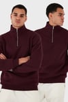 Pamuklu Regular Fit Dik Yaka 2'li Paket Erkek Sweat 59052592S2 Vişne-Vişne