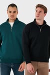 Pamuklu Regular Fit Dik Yaka 2'li Paket Erkek Sweat 59052592S2 PETROL-SİYAH