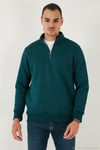 Pamuklu Regular Fit Dik Yaka 2'li Paket Erkek Sweat 59052592S2 PETROL-KUM