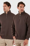 Pamuklu Regular Fit Dik Yaka 2'li Paket Erkek Sweat 59052592S2 Koyu Kahve-Koyu Kahve