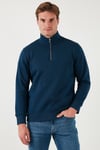 Pamuklu Regular Fit Dik Yaka 2'li Paket Erkek Sweat 59052592S2 Koyu Lacivert-İndigo