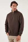 Pamuklu Regular Fit Dik Yaka 2'li Paket Erkek Sweat 59052592S2 Koyu Kahve-Koyu Kahve