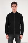 Pamuklu Regular Fit Dik Yaka Cepli Erkek Hırka 5905891 SİYAH
