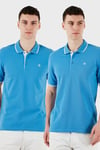 Pamuklu Regular Fit Düğmeli 2'li Paket Erkek Polo Yaka T Shirt 5902118S2 Koyu Mavi-Koyu Mavi