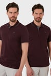 Pamuklu Regular Fit Düğmeli 2'li Paket Erkek Polo Yaka T Shirt 5902118S2 Vişne-Vişne