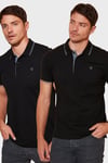 Pamuklu Regular Fit Düğmeli 2'li Paket Erkek Polo Yaka T Shirt 5902118S2 SİYAH-SİYAH