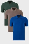 Pamuklu Regular Fit Düğmeli 3'lü Paket Erkek Polo Yaka T Shirt 5902739S3 Nefti-Vizon-Saks
