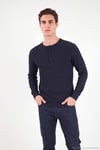 Pamuklu Regular Fit Düğmeli Bisiklet Yaka Erkek Sweat 5905852 LACİVERT