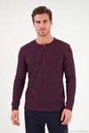 Pamuklu Regular Fit Düğmeli Bisiklet Yaka Erkek Sweat 5905852 VİŞNE