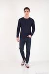 Pamuklu Regular Fit Düğmeli Bisiklet Yaka Erkek Sweat 5905852 LACİVERT