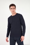 Pamuklu Regular Fit Düğmeli Bisiklet Yaka Erkek Sweat 5905852 LACİVERT