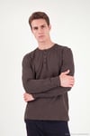 Pamuklu Regular Fit Düğmeli Bisiklet Yaka Erkek Sweat 5905852 KAHVE