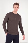 Pamuklu Regular Fit Düğmeli Bisiklet Yaka Erkek Sweat 5905852 KAHVE