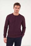 Pamuklu Regular Fit Düğmeli Bisiklet Yaka Erkek Sweat 5905852 VİŞNE