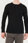 Pamuklu Regular Fit Düğmeli Bisiklet Yaka Erkek Sweat 5905852 SİYAH
