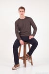 Pamuklu Regular Fit Düğmeli Bisiklet Yaka Erkek Sweat 5905852 KAHVE
