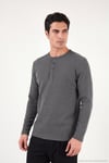 Pamuklu Regular Fit Düğmeli Bisiklet Yaka Erkek Sweat 5905852 ANTRASİT