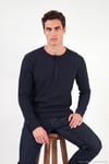 Pamuklu Regular Fit Düğmeli Bisiklet Yaka Erkek Sweat 5905852 LACİVERT