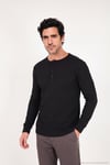 Pamuklu Regular Fit Düğmeli Bisiklet Yaka Erkek Sweat 5905852 SİYAH