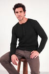 Pamuklu Regular Fit Düğmeli Bisiklet Yaka Erkek Sweat 5905852 SİYAH