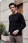 Pamuklu Regular Fit Düğmeli Bisiklet Yaka Erkek Sweat 5905852 SİYAH