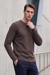 Pamuklu Regular Fit Düğmeli Bisiklet Yaka Erkek Sweat 5905852 KAHVE