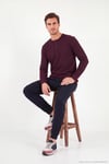 Pamuklu Regular Fit Düğmeli Bisiklet Yaka Erkek Sweat 5905852 VİŞNE