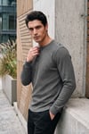 Pamuklu Regular Fit Düğmeli Bisiklet Yaka Erkek Sweat 5905852 ANTRASİT