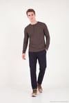 Pamuklu Regular Fit Düğmeli Bisiklet Yaka Erkek Sweat 5905852 KAHVE