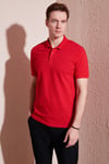 Pamuklu Regular Fit Düğmeli Erkek Polo Yaka T Shirt 5902739 KIRMIZI