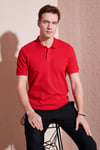 Pamuklu Regular Fit Düğmeli Erkek Polo Yaka T Shirt 5902739 KIRMIZI