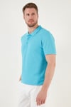 Pamuklu Regular Fit Düğmeli Erkek Polo Yaka T Shirt 5902127 TURKUAZ